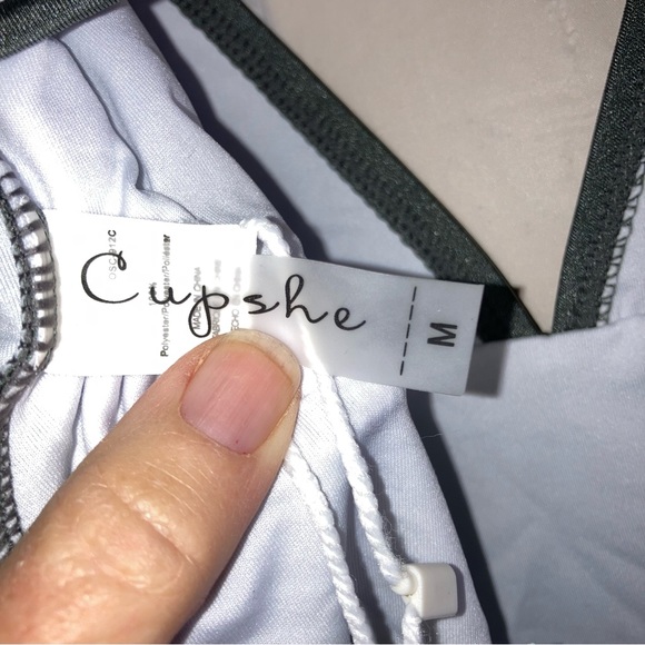 Metallic Gray One Piece Swim Suit by Cupshe Sweet Smile NWT Size M - Picture 6 of 9